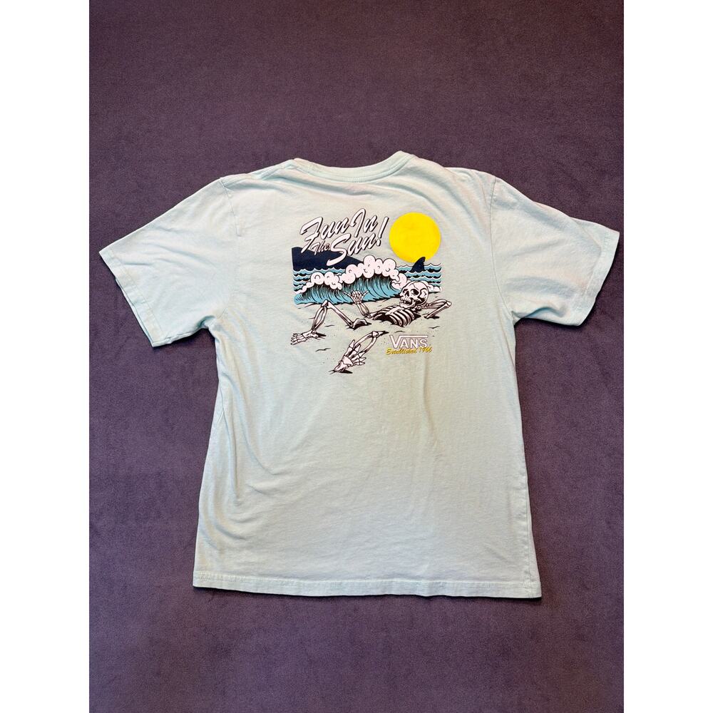 VANS Surf Surfing Skeleton Fun in the Sun TEE T SHIRT Sz Kids XL Green